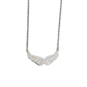 Angel Wings S925 Sterling Silver Cubic Zirconia Pendant Necklace Chain Jewelry