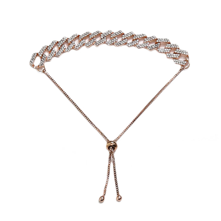 Hip Hop Men Jewelry Trendy Thick Bracelet Exquisite Crystal Drawstring in Gold and Silver