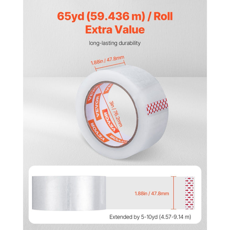 Vevor Clear Packing Tape 18 Rolls 65 Yards Heavy Duty Shipping Tape Pack