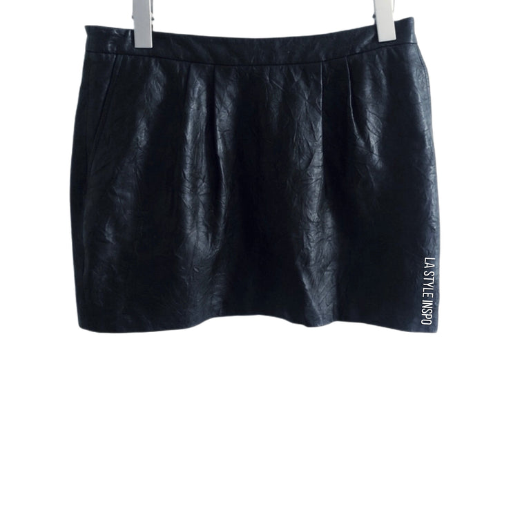 L’AGENCE Lambskin Mini Skirt with Pockets As Seen On Miley Cirus Black Size 4