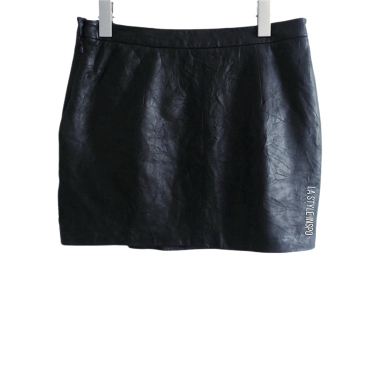 L’AGENCE Lambskin Mini Skirt with Pockets As Seen On Miley Cirus Black Size 4