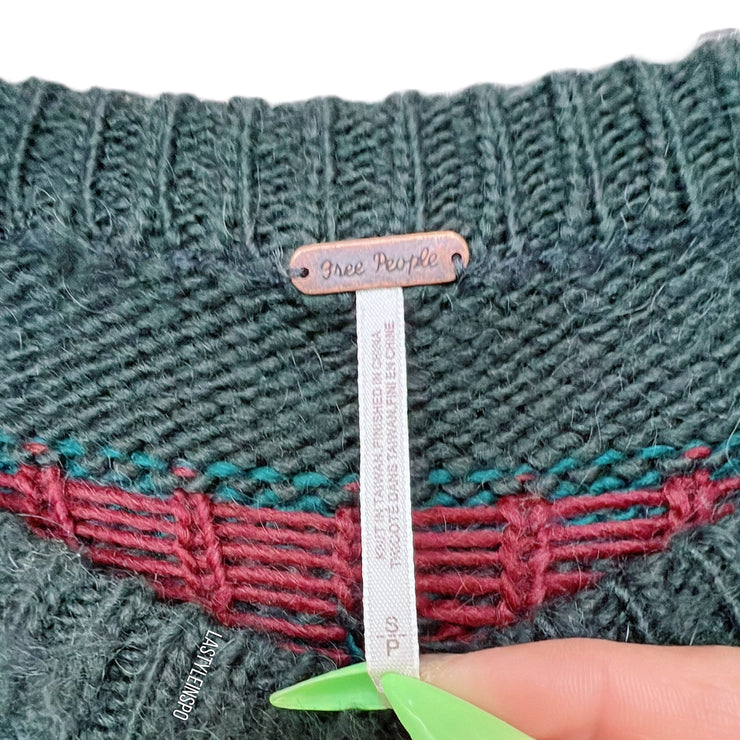 Free People Long Winter Cardigan Green Colorful Size S