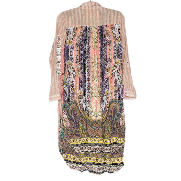 Free People Boho Dress Long Sleeve Beige XS