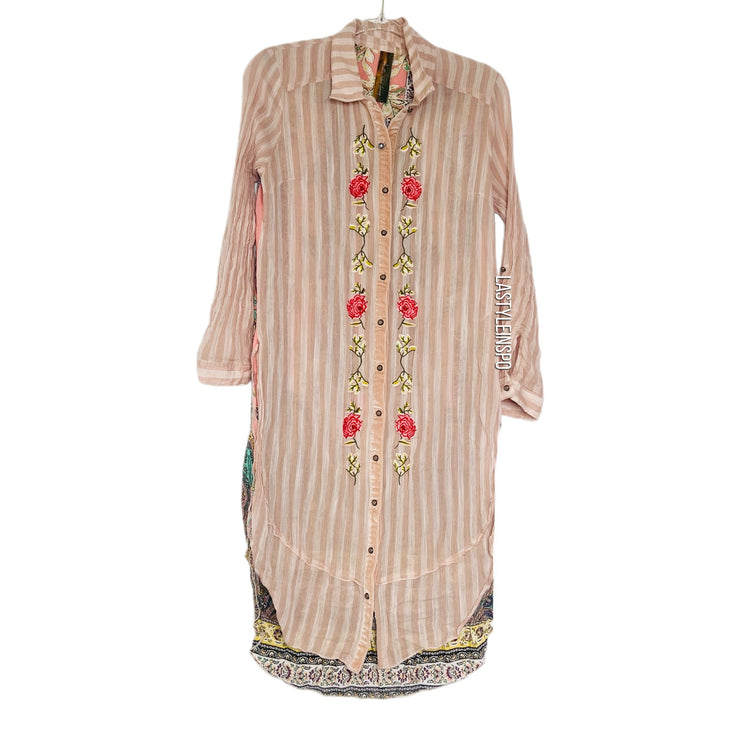 Free People Boho Dress Long Sleeve Beige XS