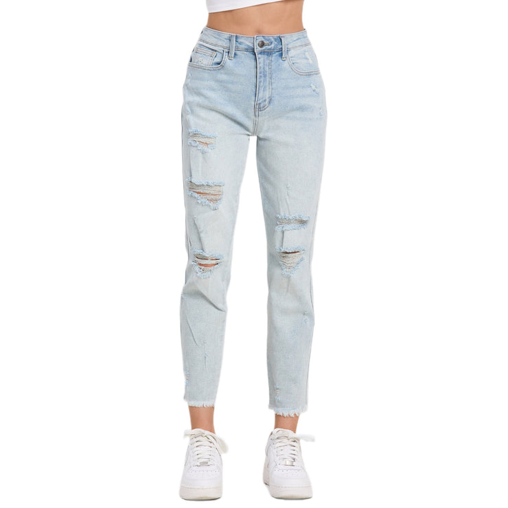 Jelly Jeans Light Wash Blue Lightly Distressed Mom Frayed Size 1, 3, 5, 7, 9, 11, 13