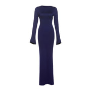 Blake Red Carpet Backless Long Sleeved Maxi Dress in Blue Navy Size S, M, L