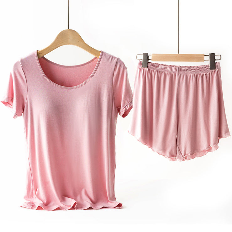 Comfy Womens Yoga Set 2 PCS Strappy T-shirt with Undershirt Sport Bra and Exercise Shorts Solid Color Suit Sizes M, L, XL