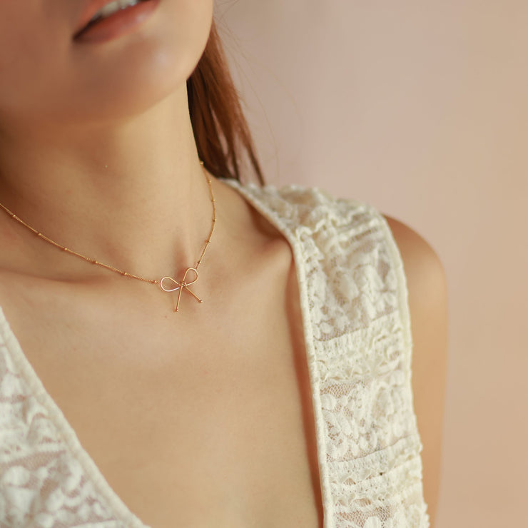 All-match Bowknot Collarbone Necklace Bracelet Jewelry Women&
