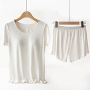 Comfy Womens Yoga Set 2 PCS Strappy T-shirt with Undershirt Sport Bra and Exercise Shorts Solid Color Suit Sizes M, L, XL