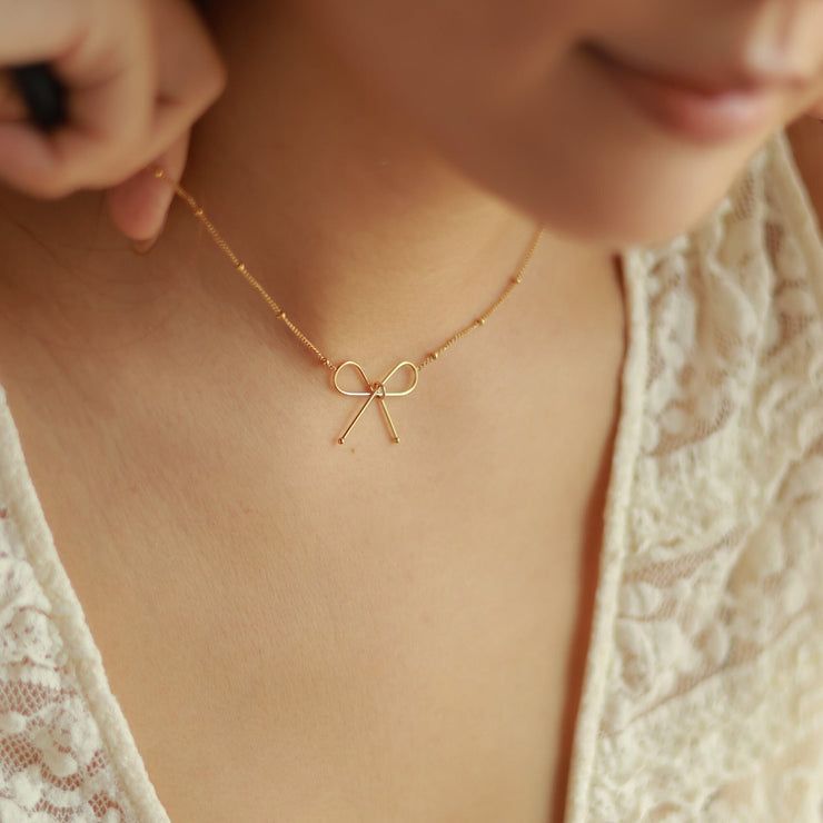 All-match Bowknot Collarbone Necklace Bracelet Jewelry Women&