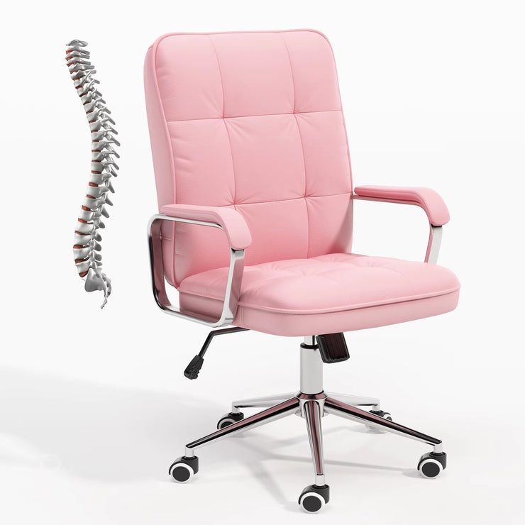 Malibu Executive Office Chair Computer Desk Faux Leather Swivel Lift in Pink, White, or Brown Caramel