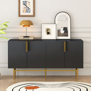 Bauhaus Sleek Elegance Modern 4-door Sideboard Minimalist Style Buffet Cabinet with Gold Metal Handle and Legs