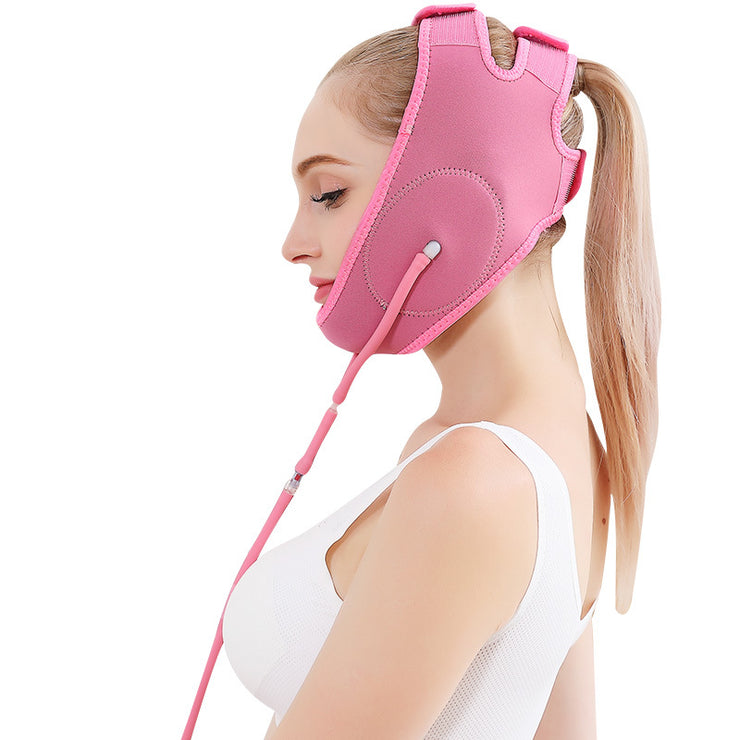 Face Mask Beauty Inflatable Face-lift Bandage with Remote Color Skin Tone, Black and Pink