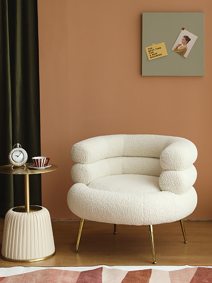 Iconic Beverly Hills Style Balcony Lounge Designer Luxury Sofa Chair Dressing in White Class 19.7” x 16.9”