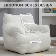 Manhattan Lounge Personal Couch Padded Foam Doll Chair Made of Teddy Fabric in Natural White