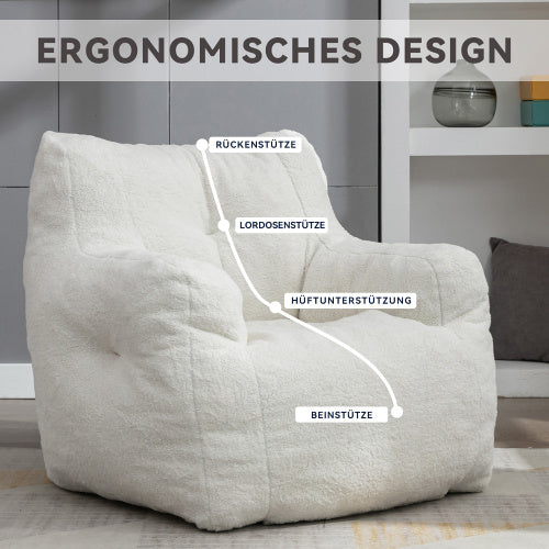 Manhattan Lounge Personal Couch Padded Foam Doll Chair Made of Teddy Fabric in Natural White