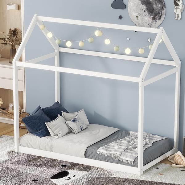 Mont Blanc Single Chalet Bed Canopy House Pine Wood Color White 76.1” x 41.5” x 70.9”