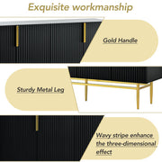 Bauhaus Sleek Elegance Modern 4-door Sideboard Minimalist Style Buffet Cabinet with Gold Metal Handle and Legs