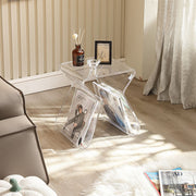 Porta Luxurious Rare Acrylic Clear Coffee Table Art Bedside 14.57” x 11.81” x 16.93” in Transparent, Orange, Blue, Gray and Olive Green