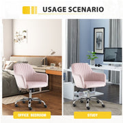 Pacific Seashell Inspo Modern Chair with Wheels Height Adjustable Casters Home Office Leisure Accent in Pink Velvet 25” x 20” x 32”