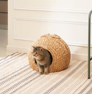 Pet Retreat Weaving Rattan Circular Pets Bed Home Decor in Natural Brown