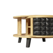 Rebel Spike Art Deco Modern Coffee Table with Rotating Storage Made of Particle Board Color Natural Wood with Black
