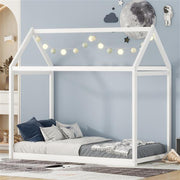 Mont Blanc Single Chalet Bed Canopy House Pine Wood Color White 76.1” x 41.5” x 70.9”