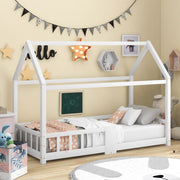 Little Home Triangle Canopy House Single Bed 100% Pine Wood in White 35” x 79”