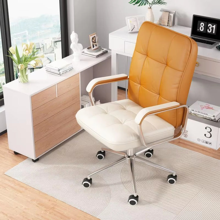 Malibu Executive Office Chair Computer Desk Faux Leather Swivel Lift in Pink, White, or Brown Caramel
