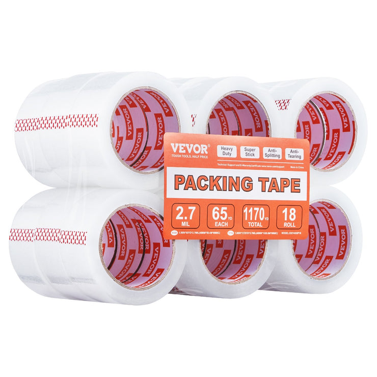 Vevor Clear Packing Tape 18 Rolls 65 Yards Heavy Duty Shipping Tape Pack