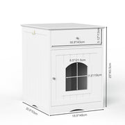 The Frenchie White House Wooden Pet House Furniture Litter Box Fence With Drawers for Cat, Bunny and Other Pets