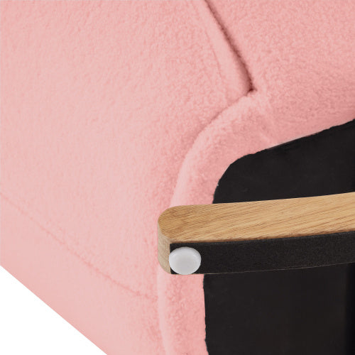 Deluxe Teddy Velvet Rocking Chair Modern-style leisure single sofa in Baby Pink