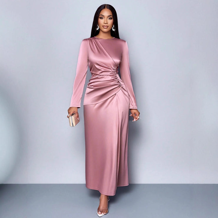 Peony Elegant Satin Dress Womens Pink and Black La Style Inspo Peony Elegant Satin Dress Womens Pink and Black La Style Inspo