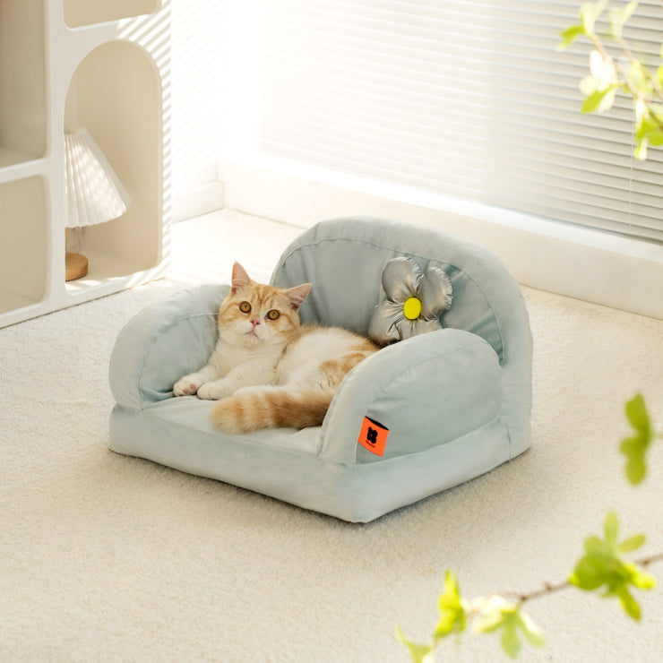 Mochi Pop Cozy Pets Sofa Couch Bed Pet Lounge Removable Washable in Light Blue, Black & White