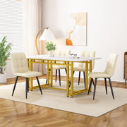 Brentwood Moments Metal Frame Rectangular Dining Table Modern Kitchen Table with Gold Legs in White 47” x 27” x 29”