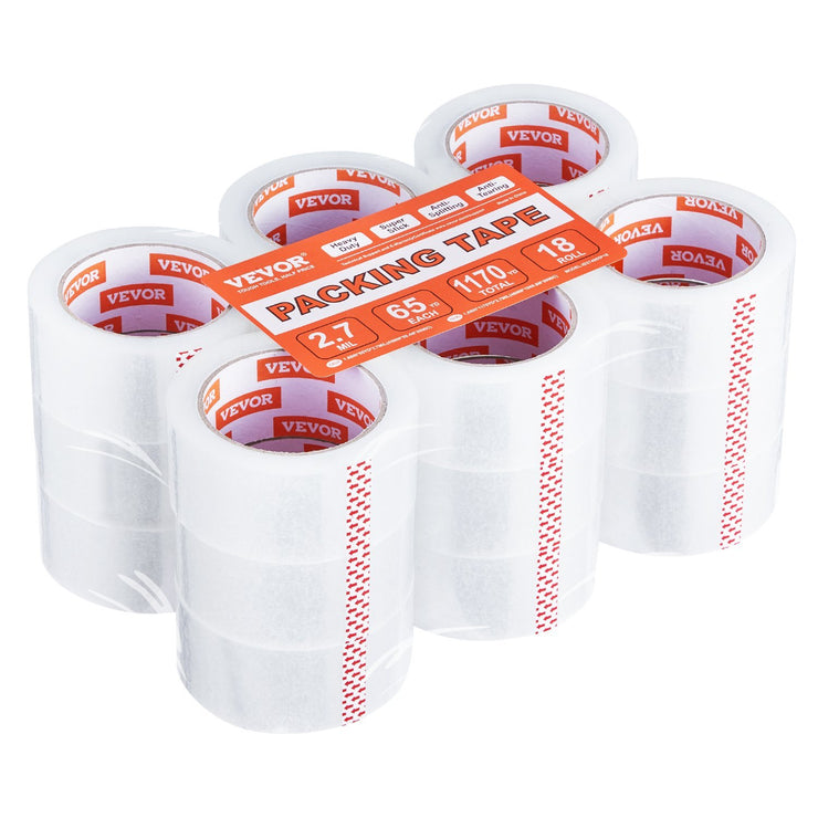 Vevor Clear Packing Tape 18 Rolls 65 Yards Heavy Duty Shipping Tape Pack
