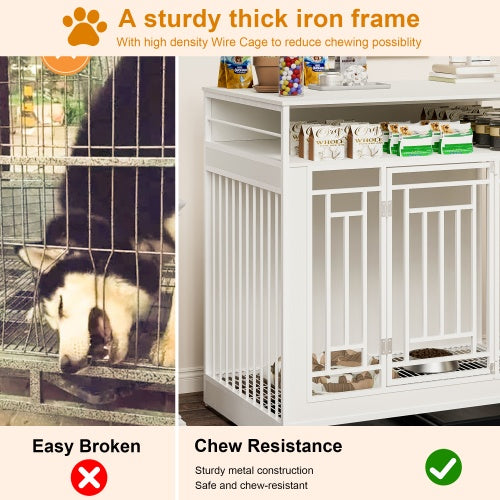 Spoiled Pet Elegant Modern Indoor Condo 43.3 Inch Large Kennel Furniture, Wooden Kennel With Divider for Dog, Cat, Bunnies and Other Small Pets