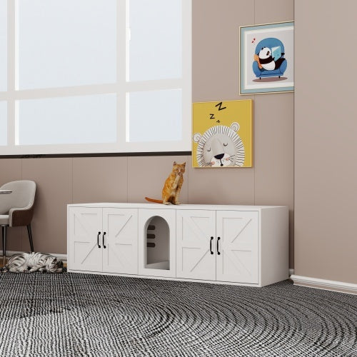 Luxe Modern Pet Elegant Times Litter Box Furniture With Double Room and Pet Doors for Bunnies and Cats and Other Small Animals