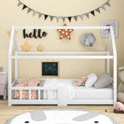 Little Home Triangle Canopy House Single Bed 100% Pine Wood in White 35” x 79”