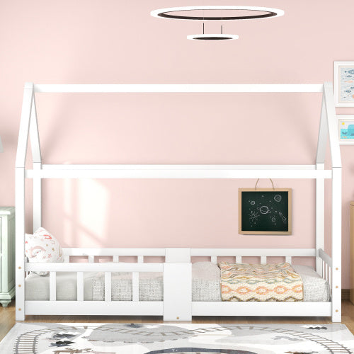Little Home Triangle Canopy House Single Bed 100% Pine Wood in White 35” x 79”