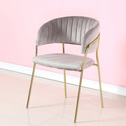 Hotel Cafe Romantic Escape Aesthetic Furniture Velvet Dining Chair with Gold Legs in Color Turquoise, Off White, Light Pink, Fuchsia, Yellow, Gray and Emerald