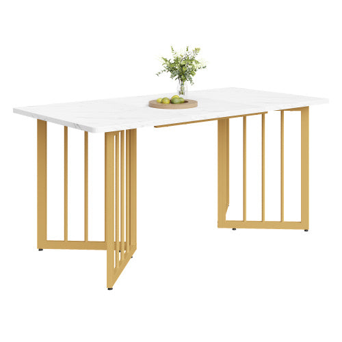 Glamorous Home Luxury Gold Metal Designer Frame Elegant Kitchen Table 55” x 32” x 30”