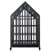 Butch House Heavy Duty Dog Kennel Pet Cage With Triangular Roof and Windows color Black