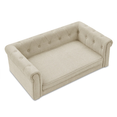 Le Canapé Chaise Longue XVI Elegant Rectangular Pet Bed For Medium and Large Dogs in Beige 40" x 23" x 14"