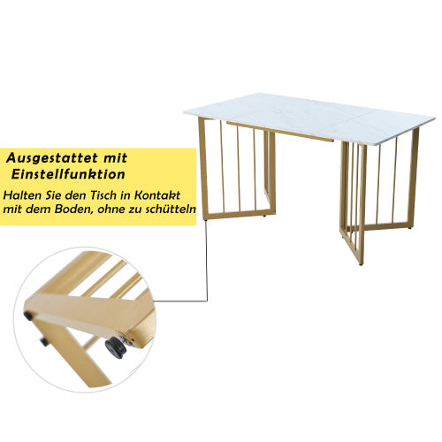 Glamorous Home Luxury Gold Metal Designer Frame Elegant Kitchen Table 55” x 32” x 30”