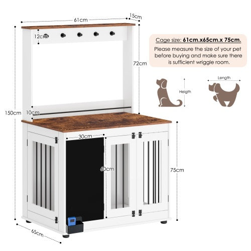 Feels Like A Home Indoor Pet Condo Cage Alternative Double Door Kennel Interior Furniture for Dog, Cat, Bunny and Small Animals 38” x 25” x 63”