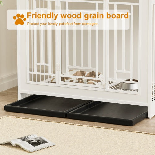 Spoiled Pet Elegant Modern Indoor Condo 43.3 Inch Large Kennel Furniture, Wooden Kennel With Divider for Dog, Cat, Bunnies and Other Small Pets