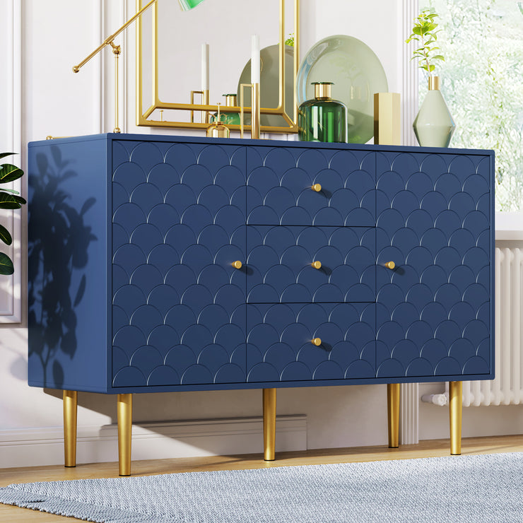 Royal Blue Ocean Home Large Particleboard Bedside Table with Drawers 32.28” x 47.24” x 15.75”