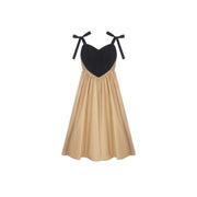 French Retro Sling Dress Summer Goddess Fan Temperament Waist Was Thin Stitching