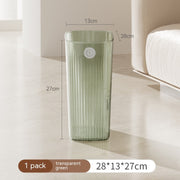 Indie Glow Transparent Luxury Corner Trash Bin Simple Clear Minimal Aesthetic See Through in Green and Gray